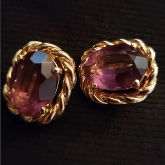 CHRISTIAN DIOR CLIP ON VINTAGE TOURMALINE EARRINGS EXCELLENT CONDITION UNICORN - Picture 4 of 5